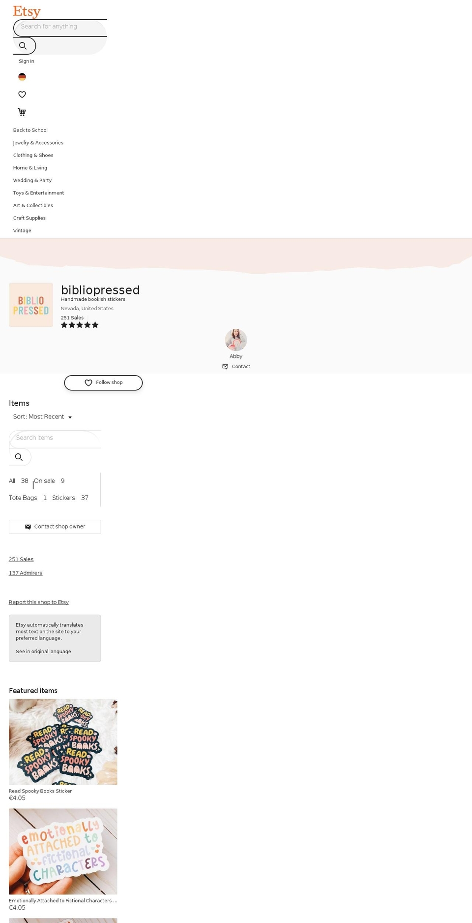 bibliopressed.com shopify website screenshot