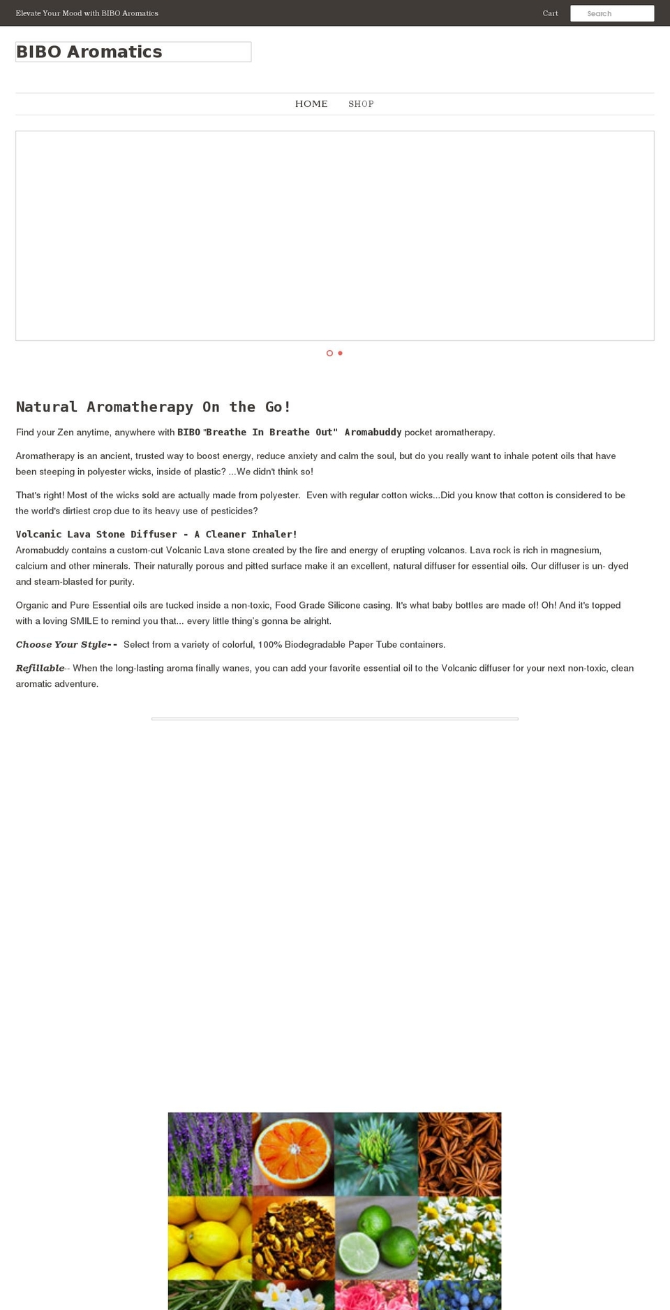 biboaromatics.com shopify website screenshot