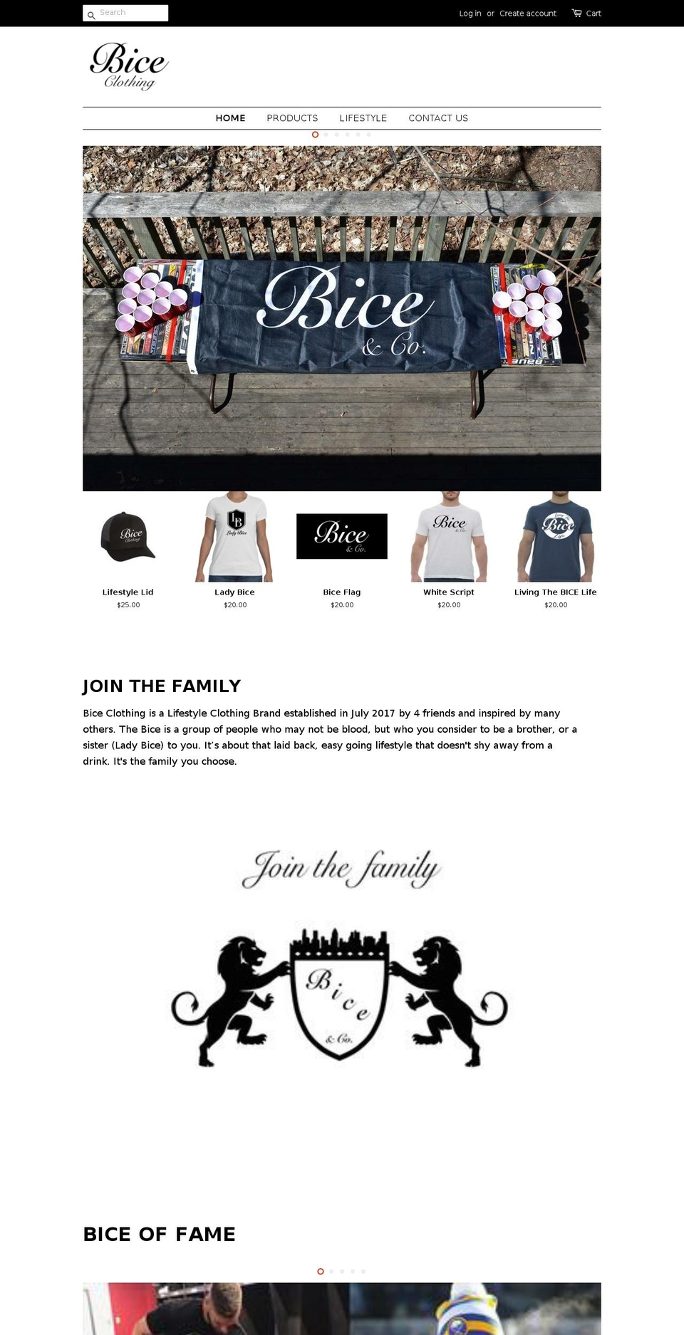 biceclothing.com shopify website screenshot