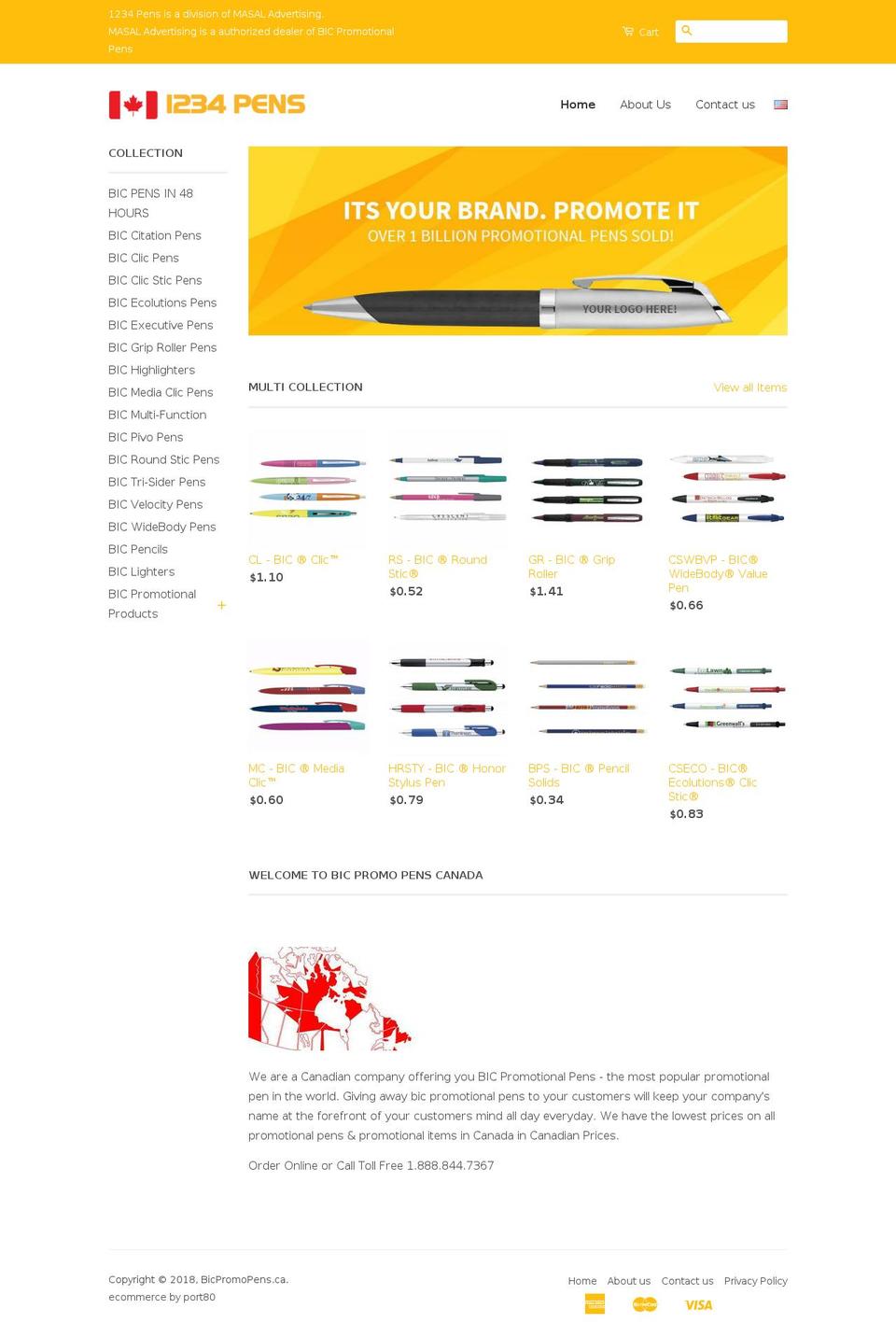 bicpromopens.ca shopify website screenshot