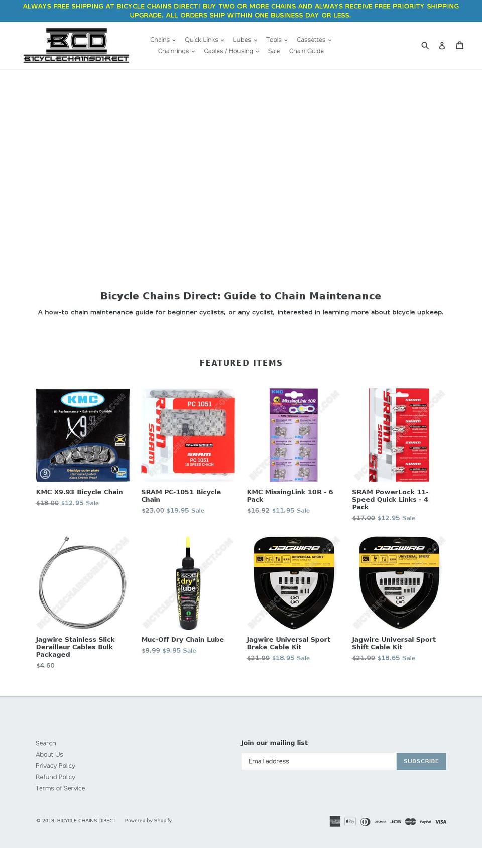 bicyclechainsdirect.com — Shopify storefront screenshot