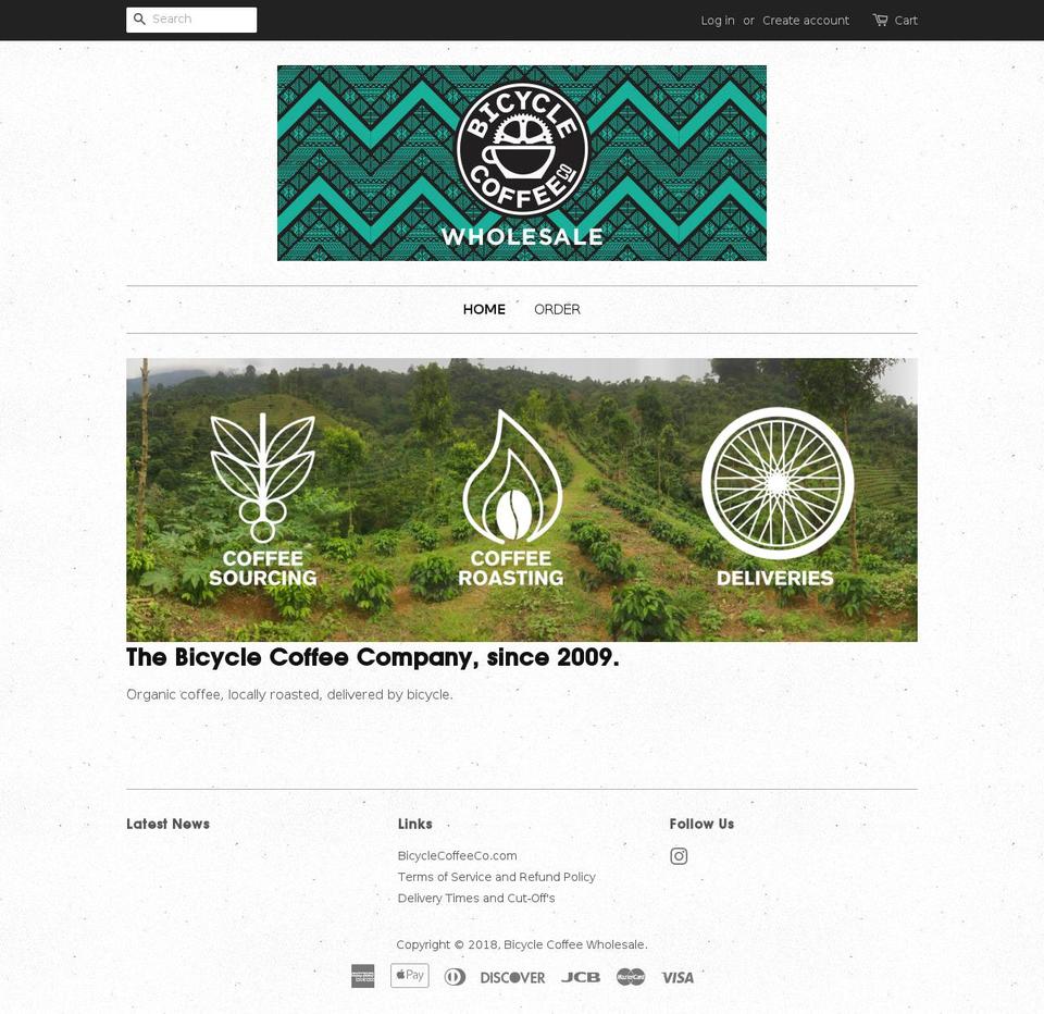 bicyclecoffeewholesale.com — Shopify storefront screenshot