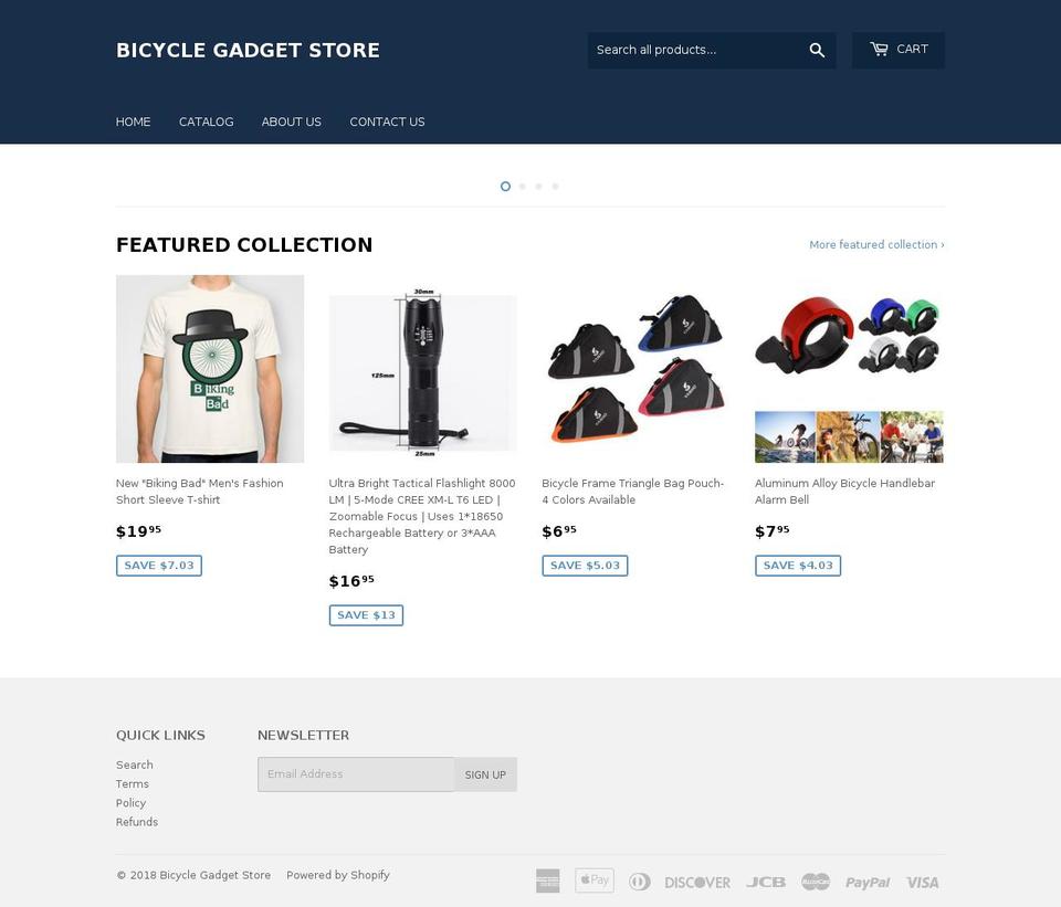 bicyclegadgetstore.com — Shopify storefront screenshot