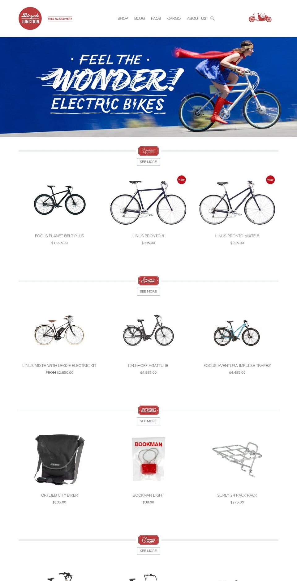 bicyclejunction.co.nz shopify website screenshot