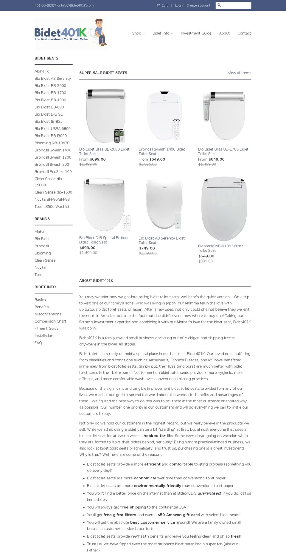 bidetonline.com — Shopify storefront screenshot