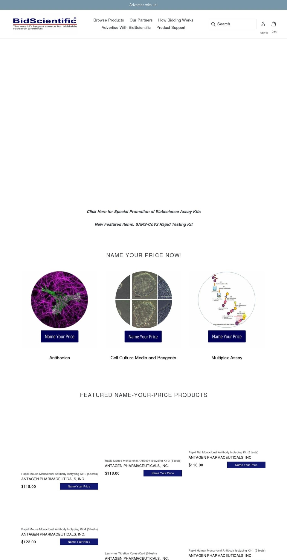 bidscientific.com — Shopify storefront screenshot
