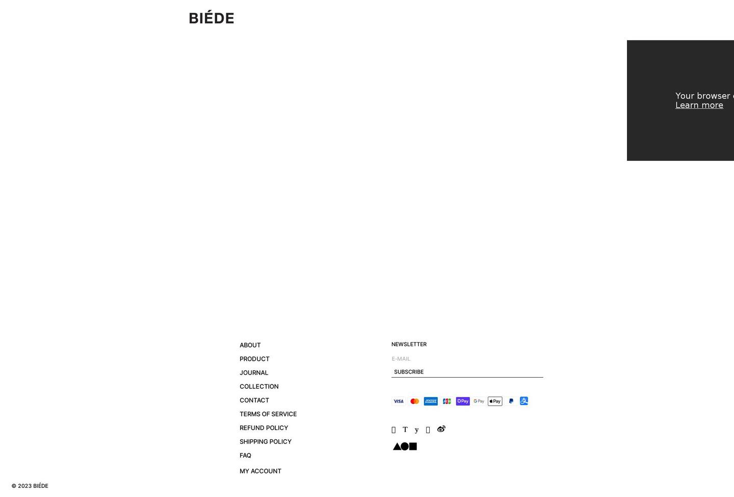 biede.jp shopify website screenshot