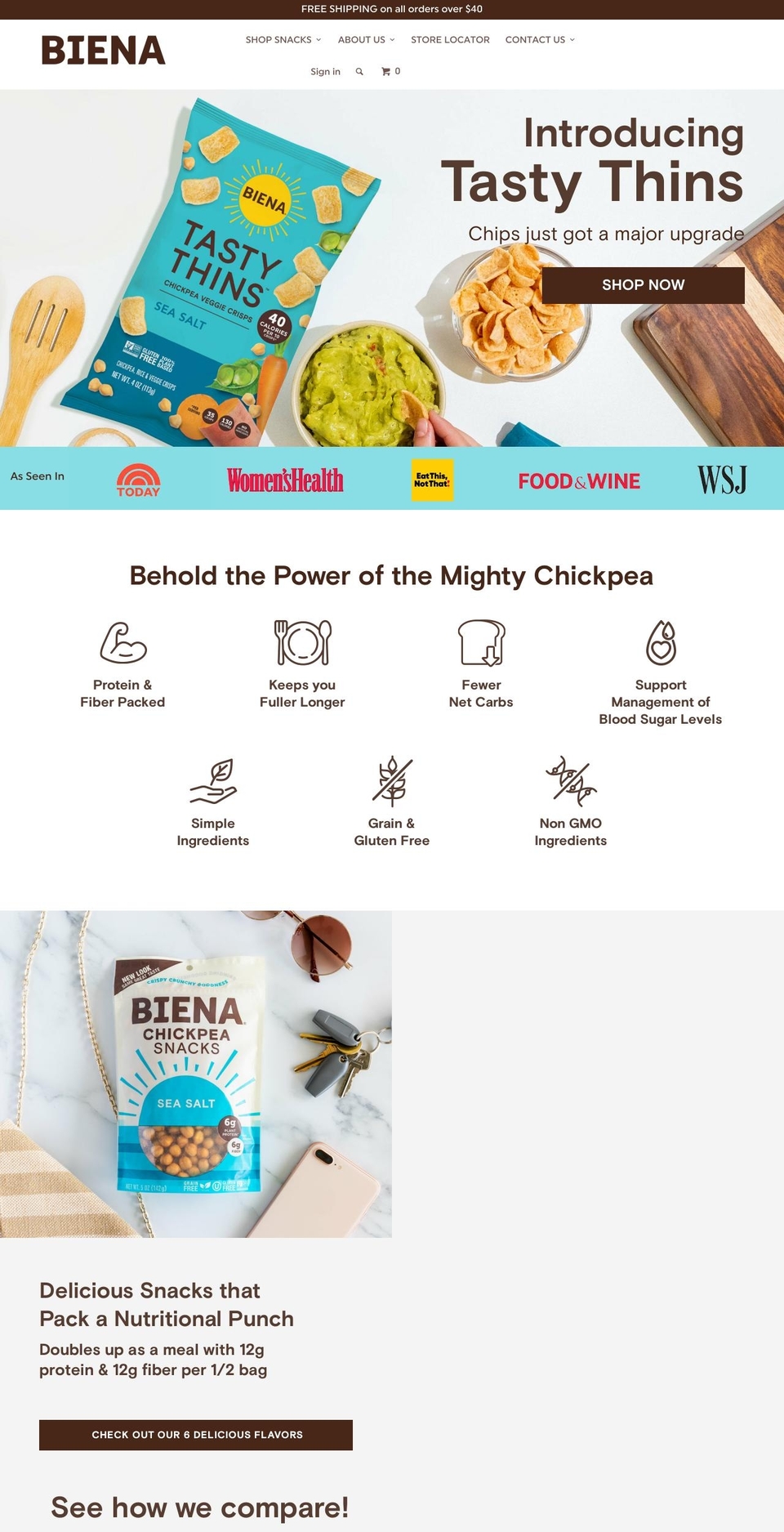 bienasnacks.com — Shopify storefront screenshot
