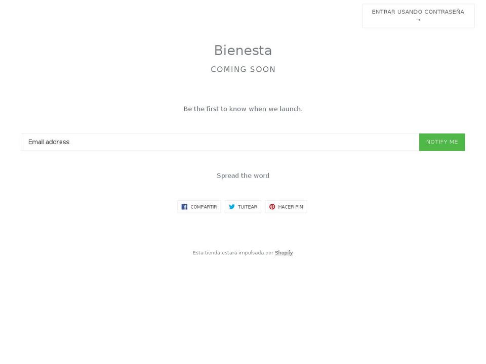 bienesta.myshopify.com shopify website screenshot