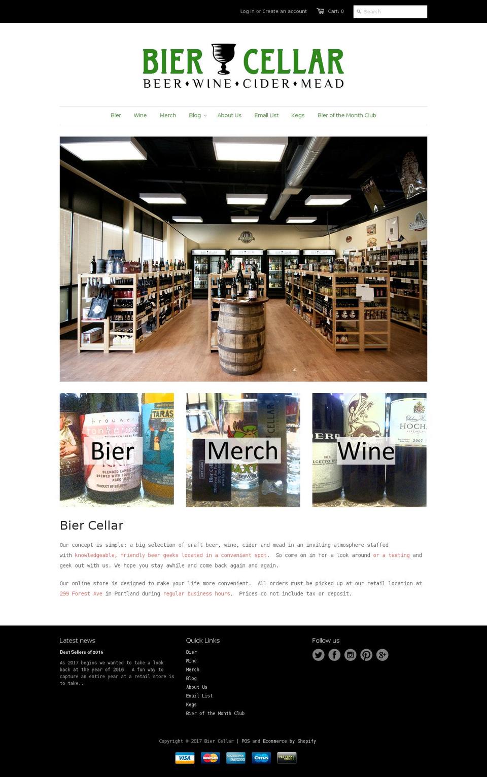 biercellar.com shopify website screenshot