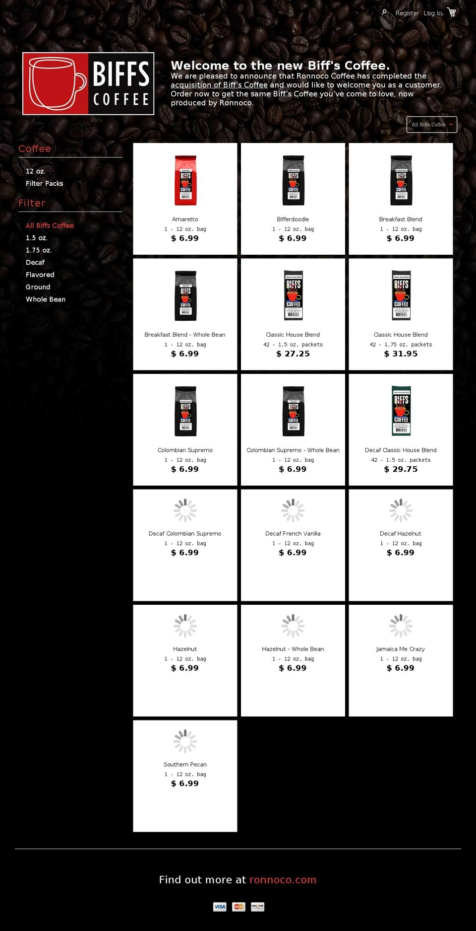 biffscoffee.com shopify website screenshot