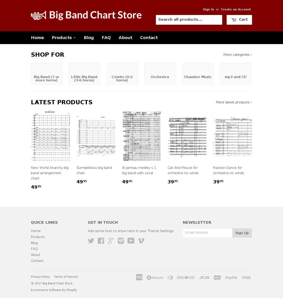 big-band-arrangements.com shopify website screenshot