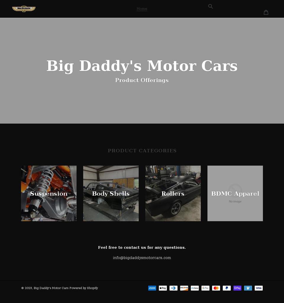 big-daddys-motor-cars.myshopify.com shopify website screenshot