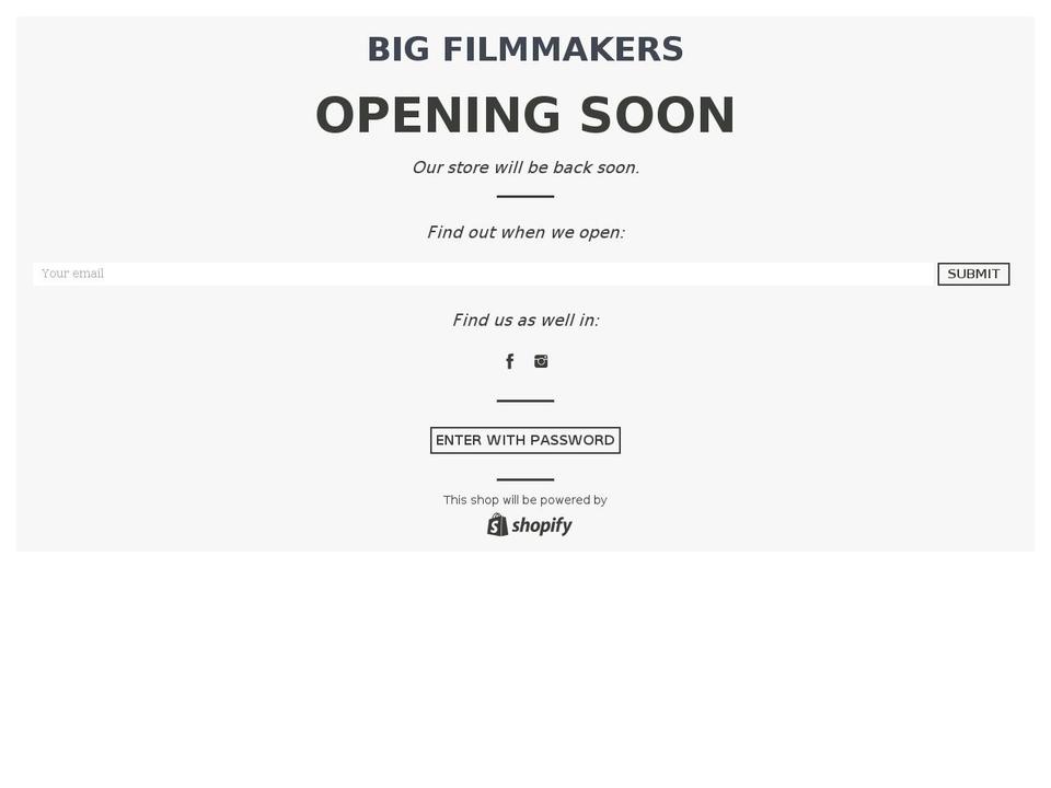 big-filmmakers.com shopify website screenshot