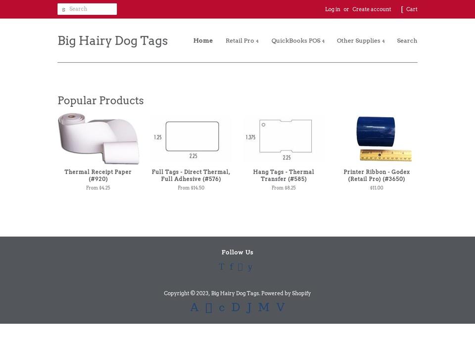 big-hairy-dog-tags.myshopify.com shopify website screenshot