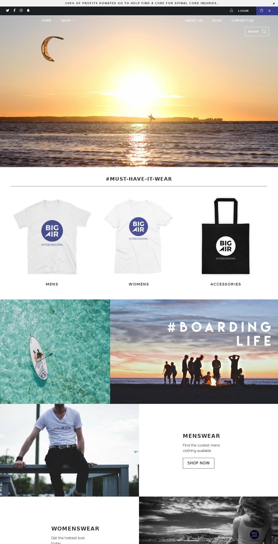 bigairkiteboarding.com — Shopify storefront screenshot