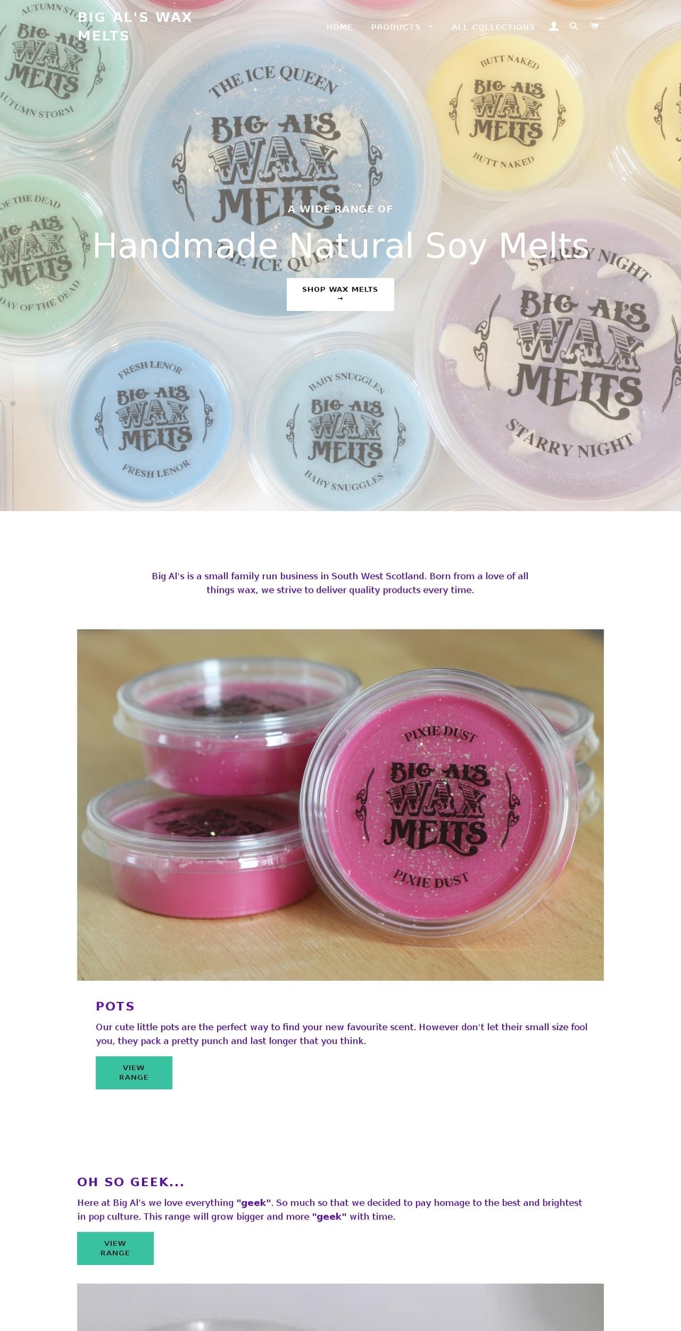 bigalswaxmelts.com — Shopify storefront screenshot