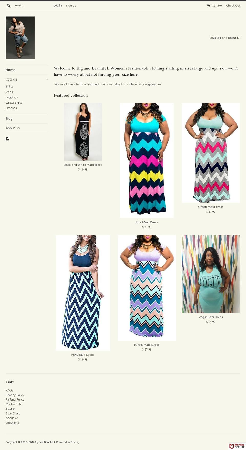 bigandbeautiful2015.com — Shopify storefront screenshot