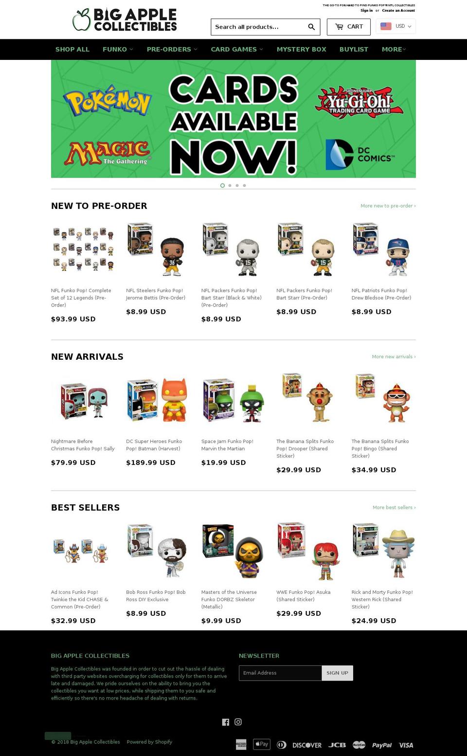 bigapplecollectibles.com shopify website screenshot