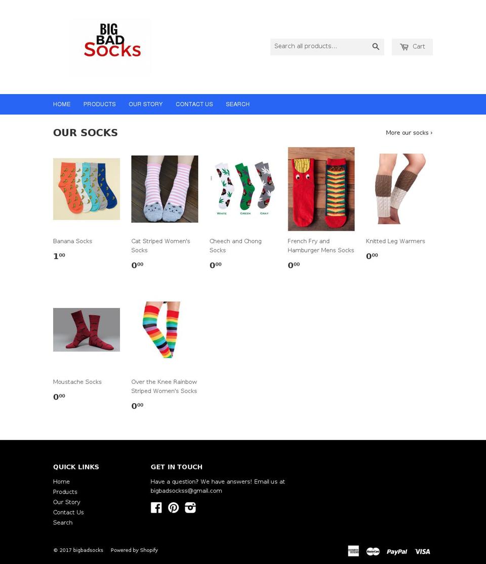 bigbadsocks.com shopify website screenshot