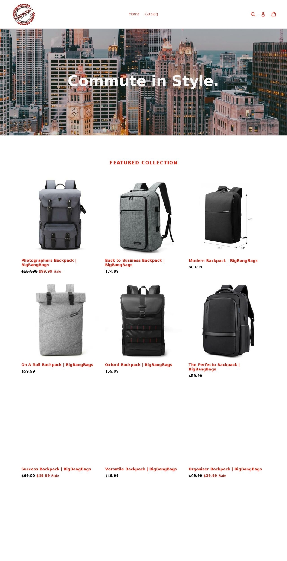 bigbangbags.com — Shopify storefront screenshot