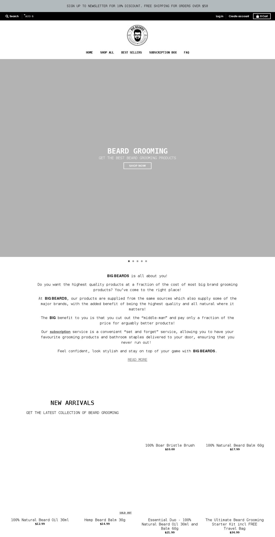 bigbeards.com.au shopify website screenshot