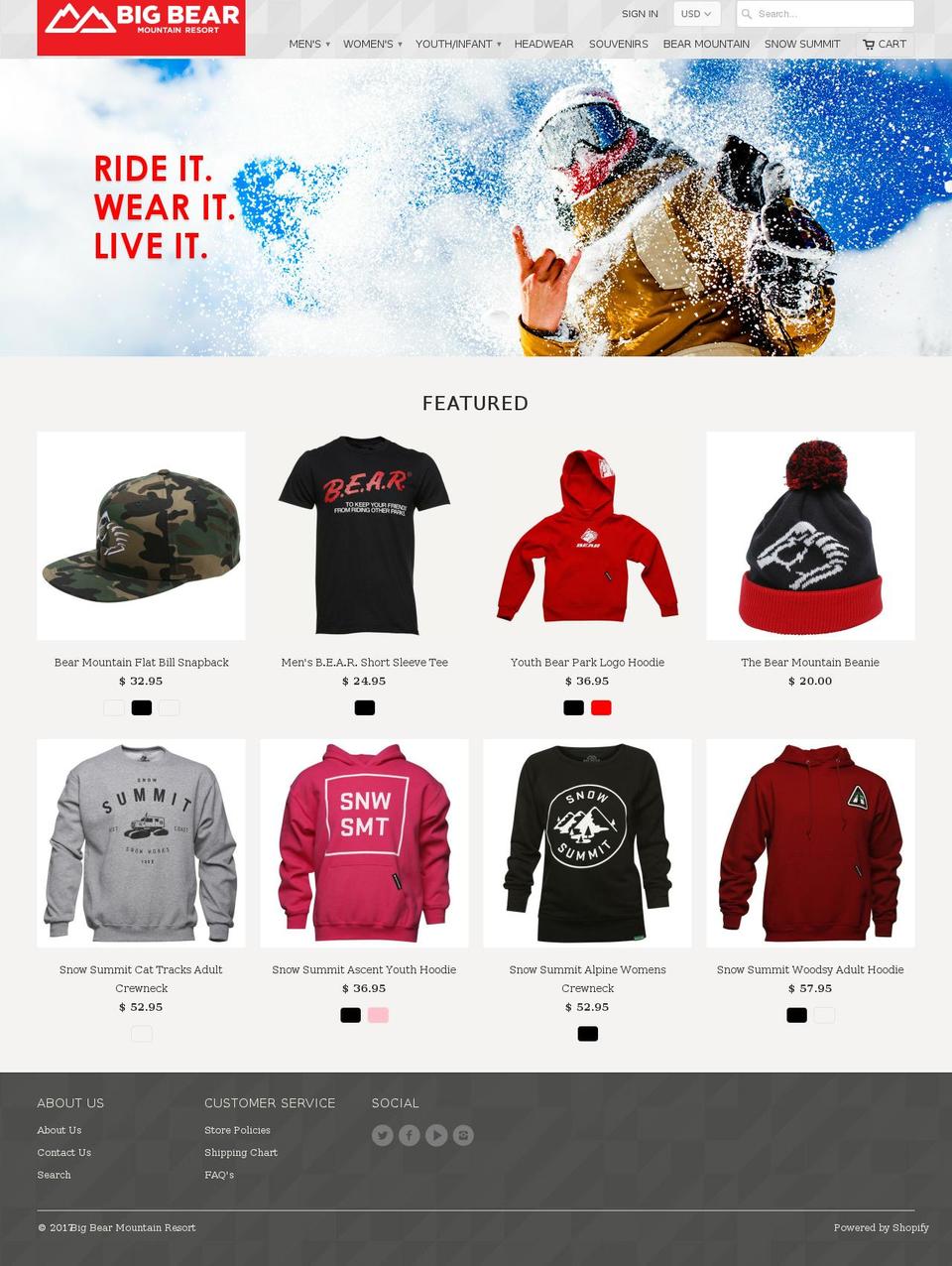 bigbearmountainresortstore.com shopify website screenshot