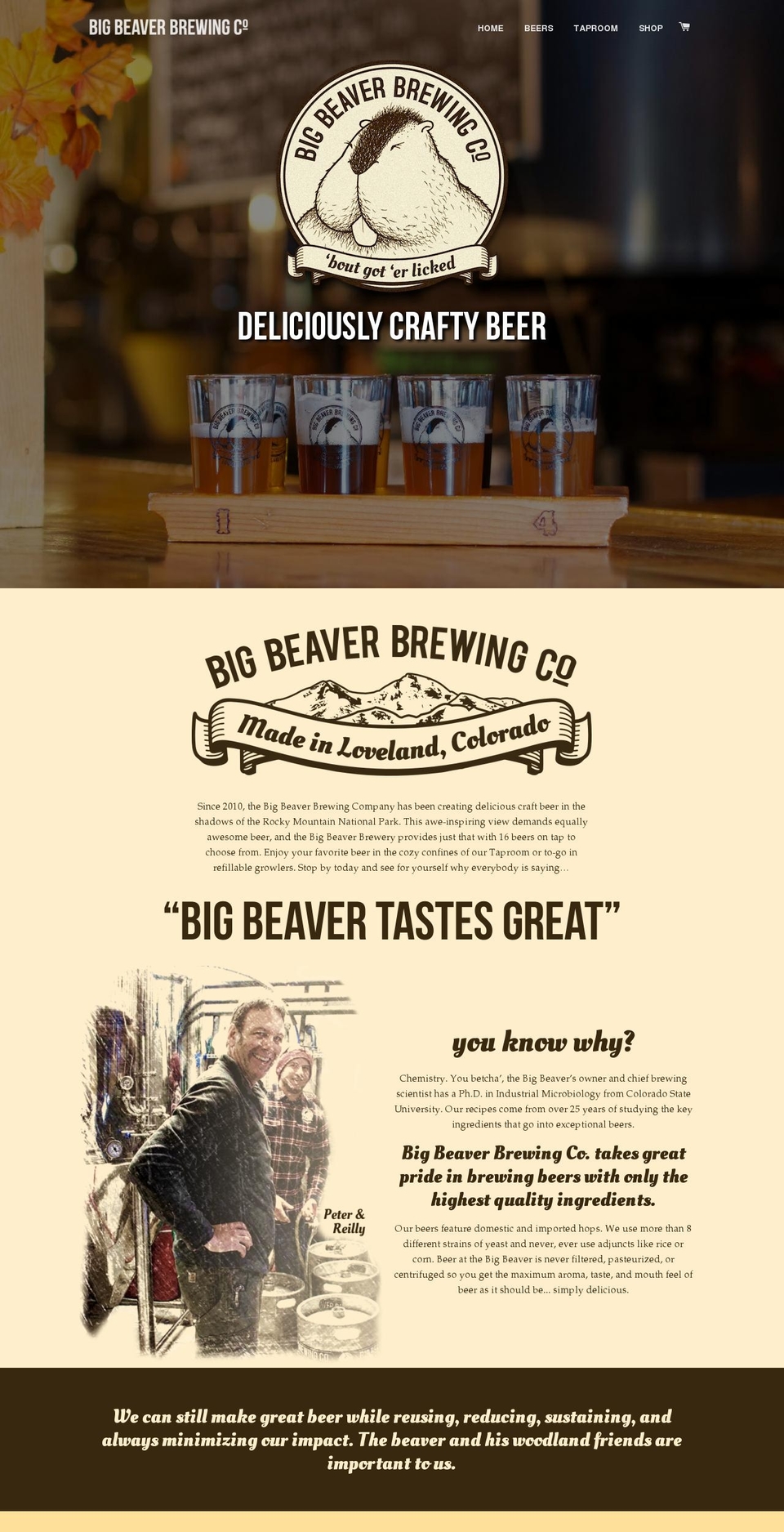 bigbeaverbrewingco.com shopify website screenshot