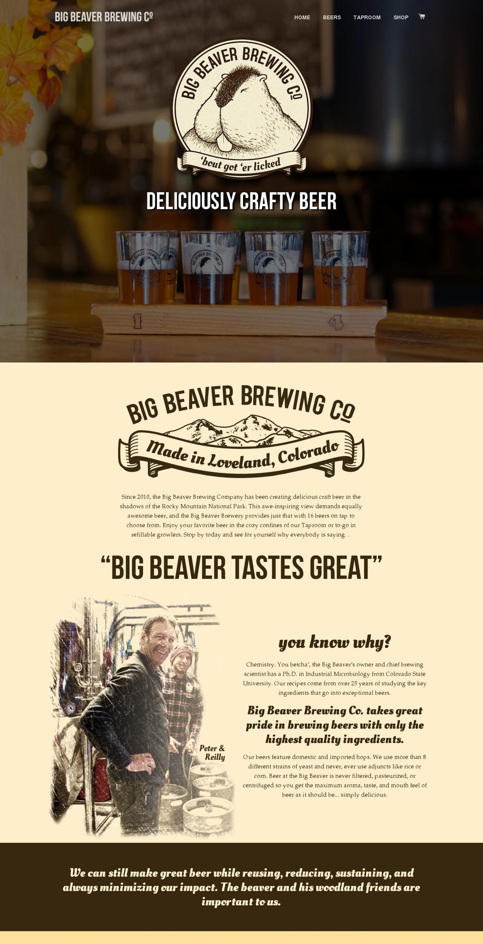 bigbeaverbrewingcompany.com shopify website screenshot