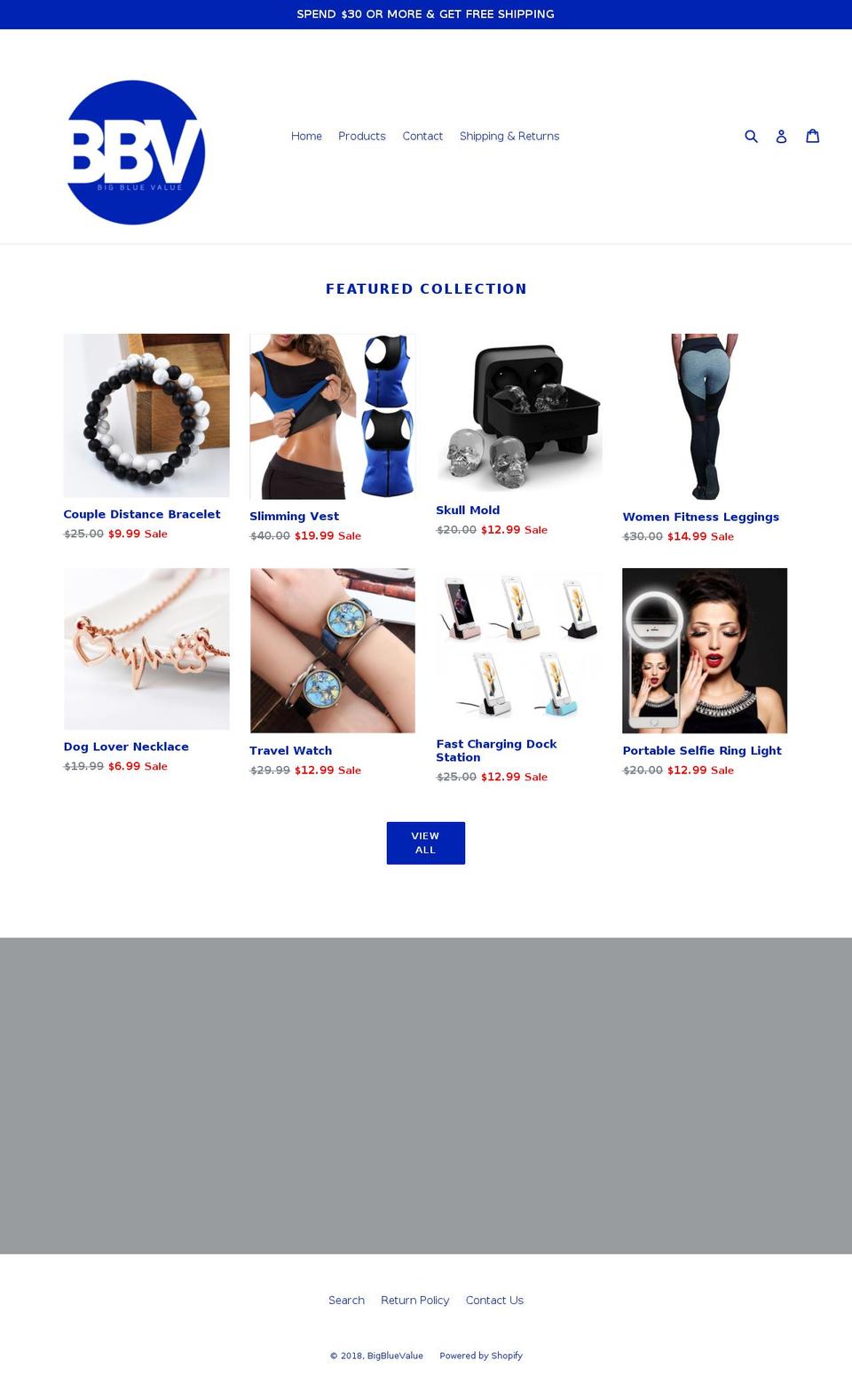 bigbluevalue.com — Shopify storefront screenshot