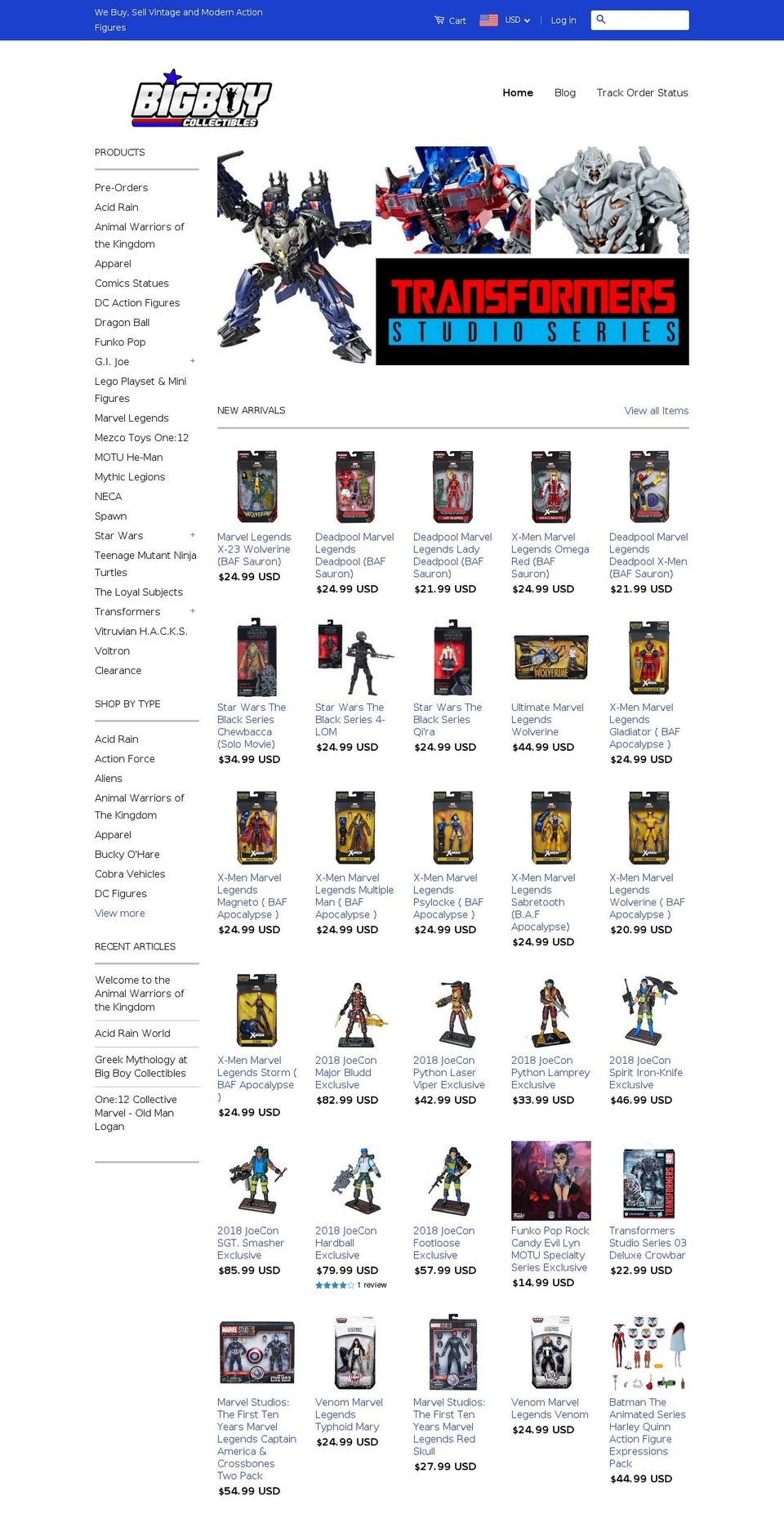 bigboycollectibles.net shopify website screenshot