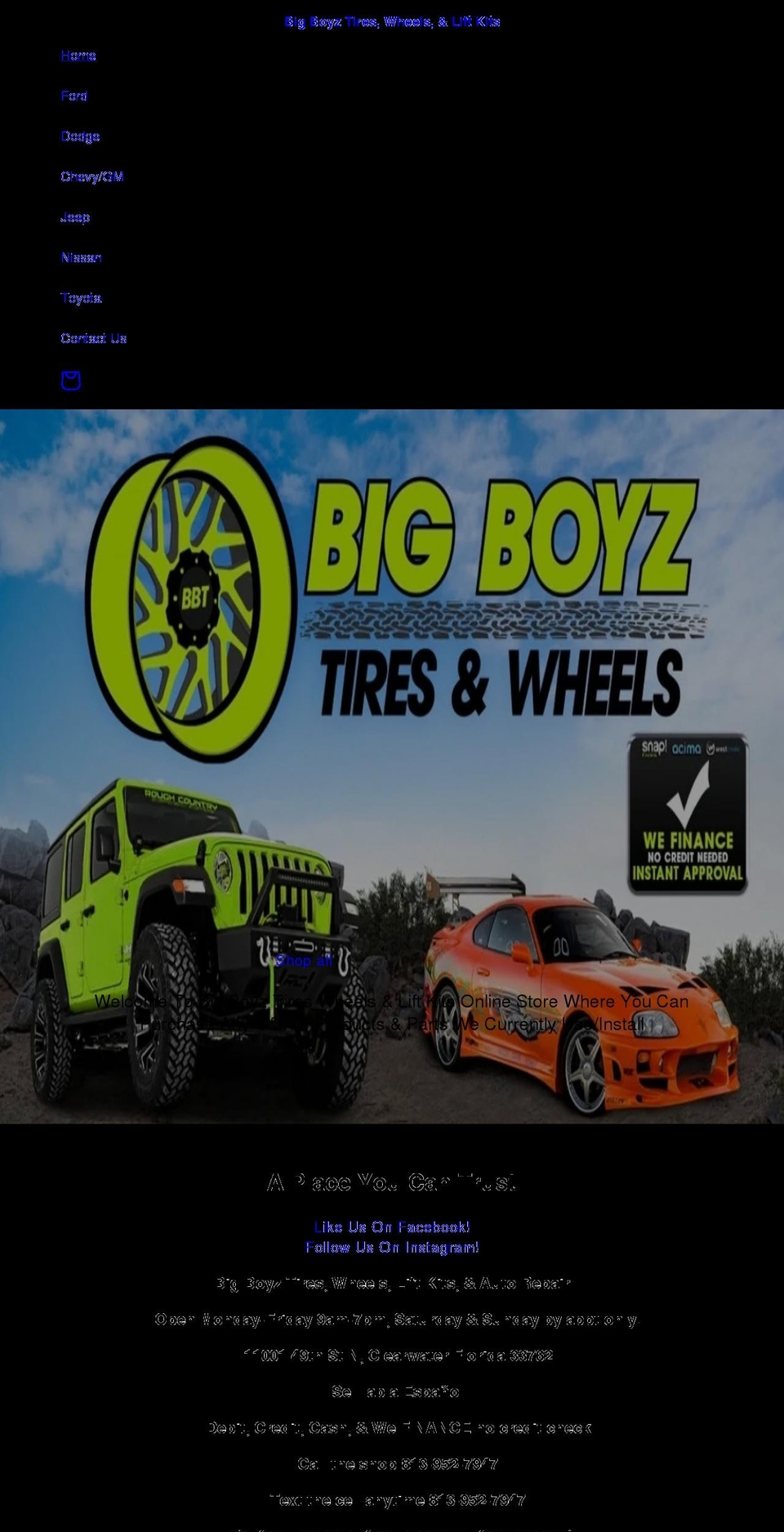 bigboyztires.com shopify website screenshot