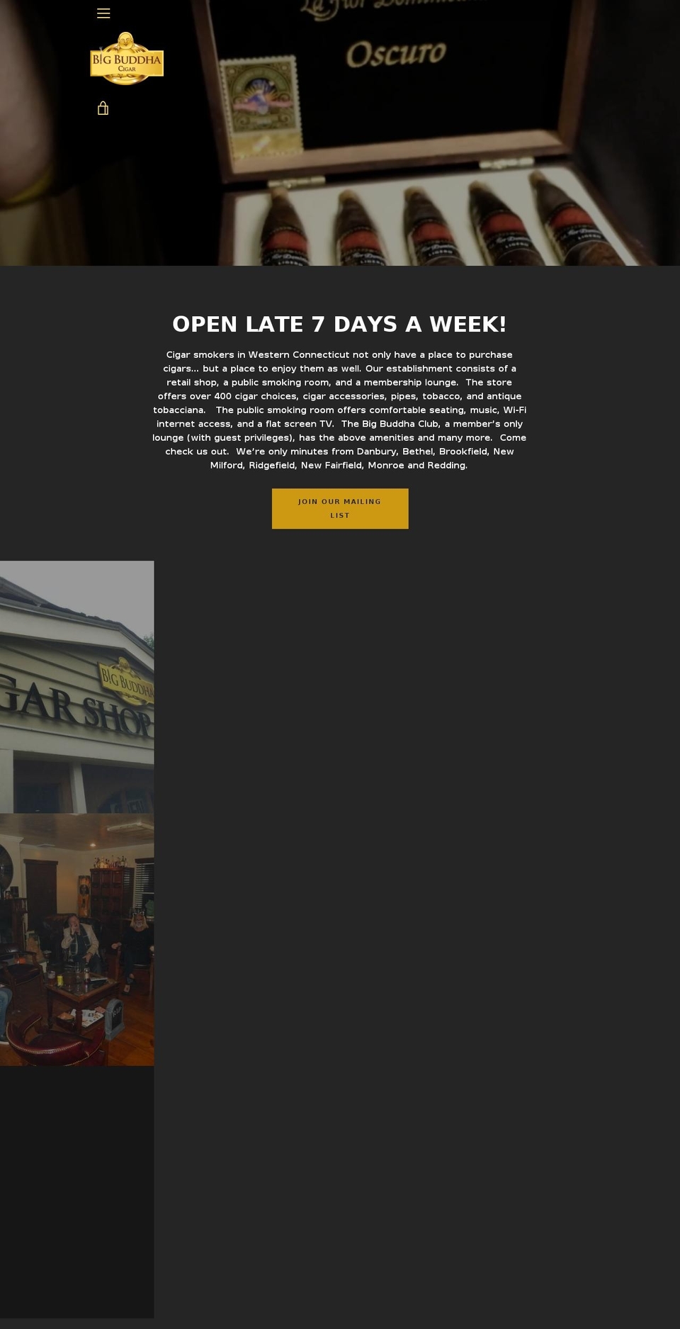 bigbuddhacigarlounge.com — Shopify storefront screenshot