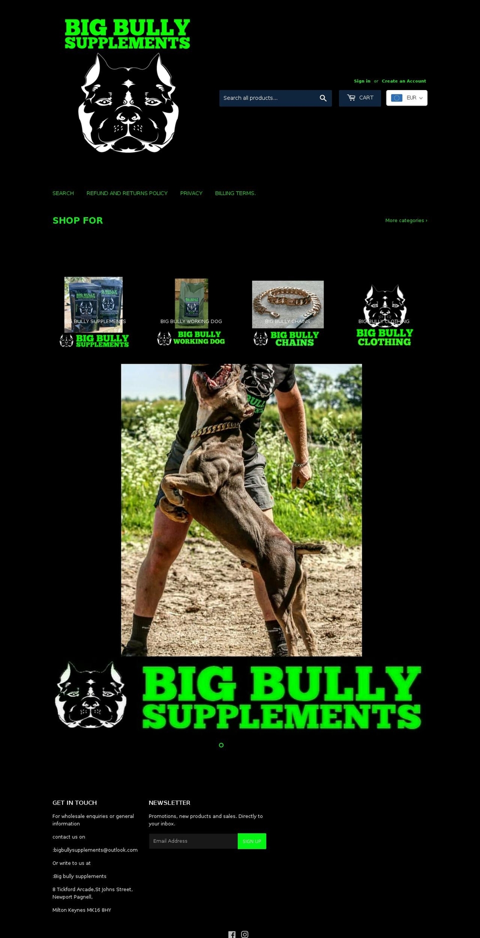 bigbullysupplements.com — Shopify storefront screenshot