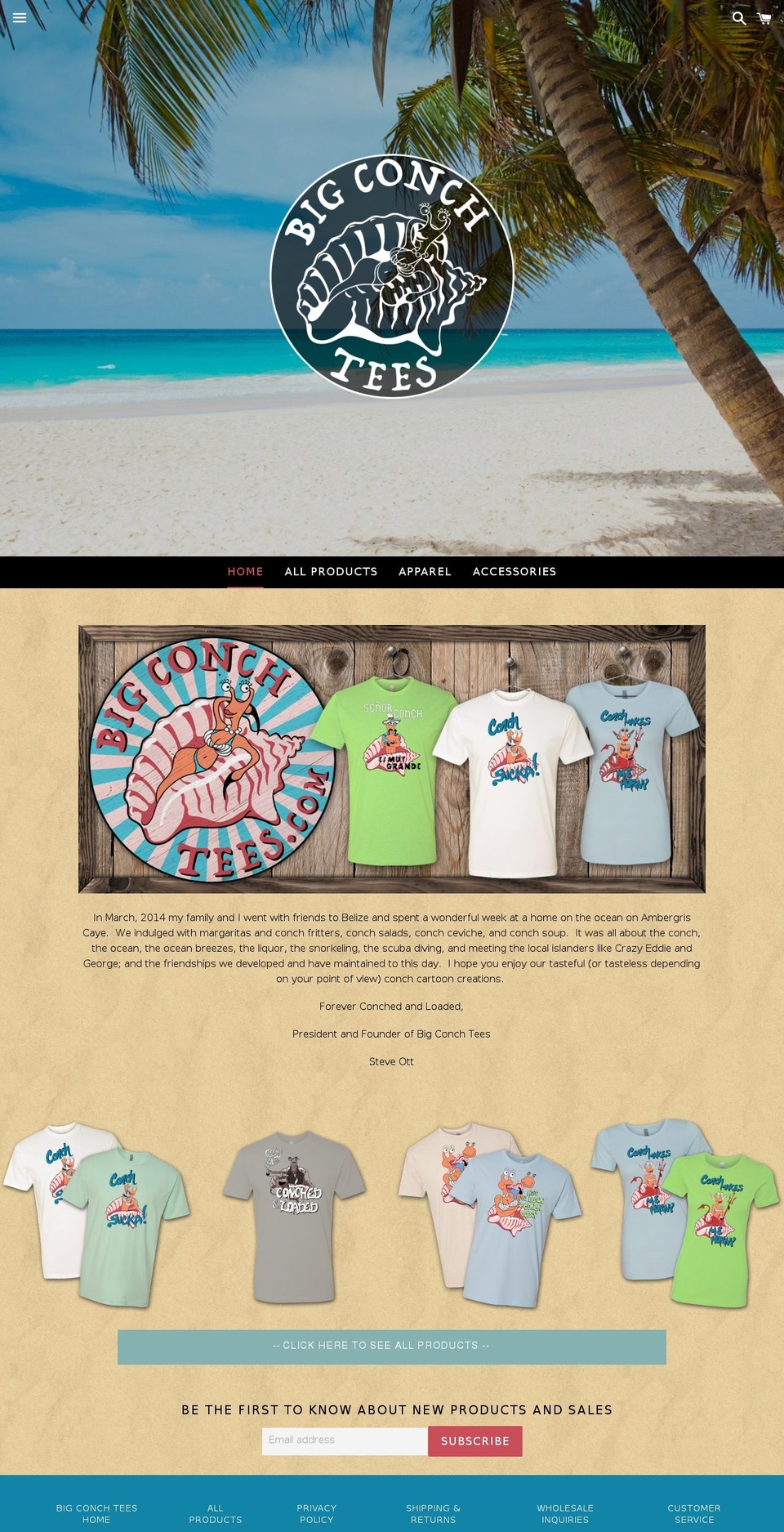 bigconchtees.com shopify website screenshot