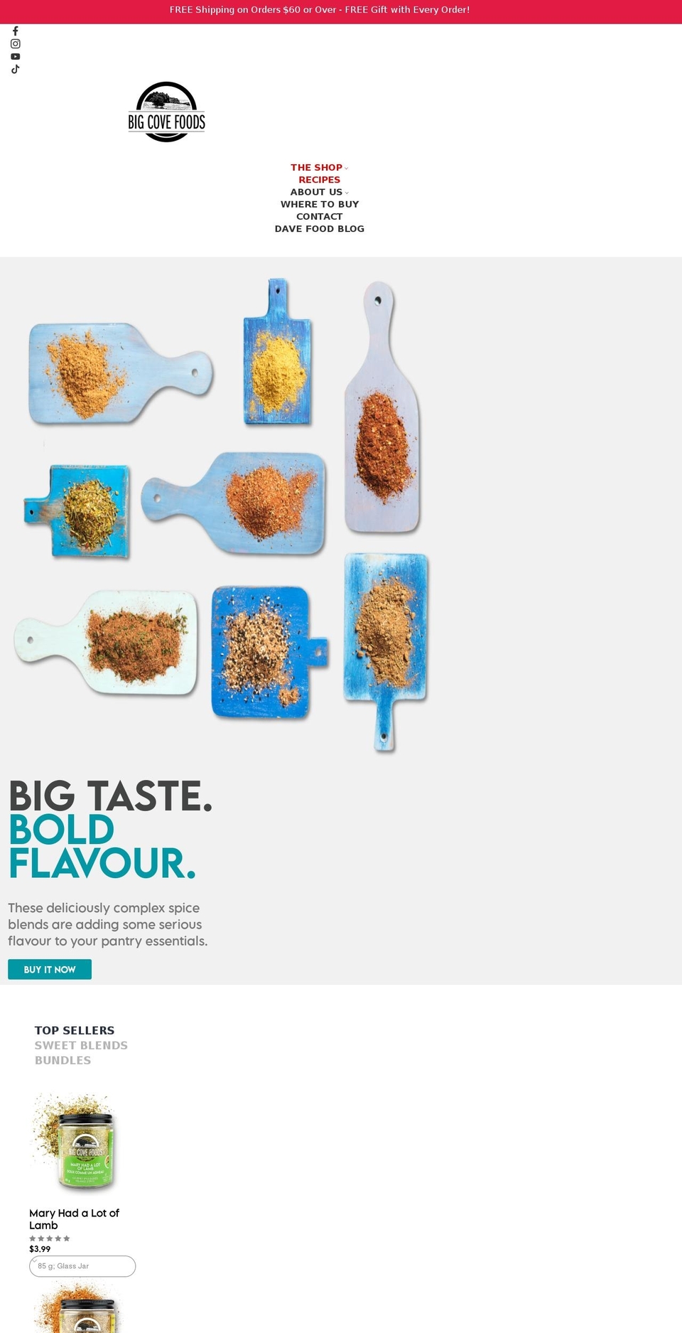 bigcovefoods.com shopify website screenshot