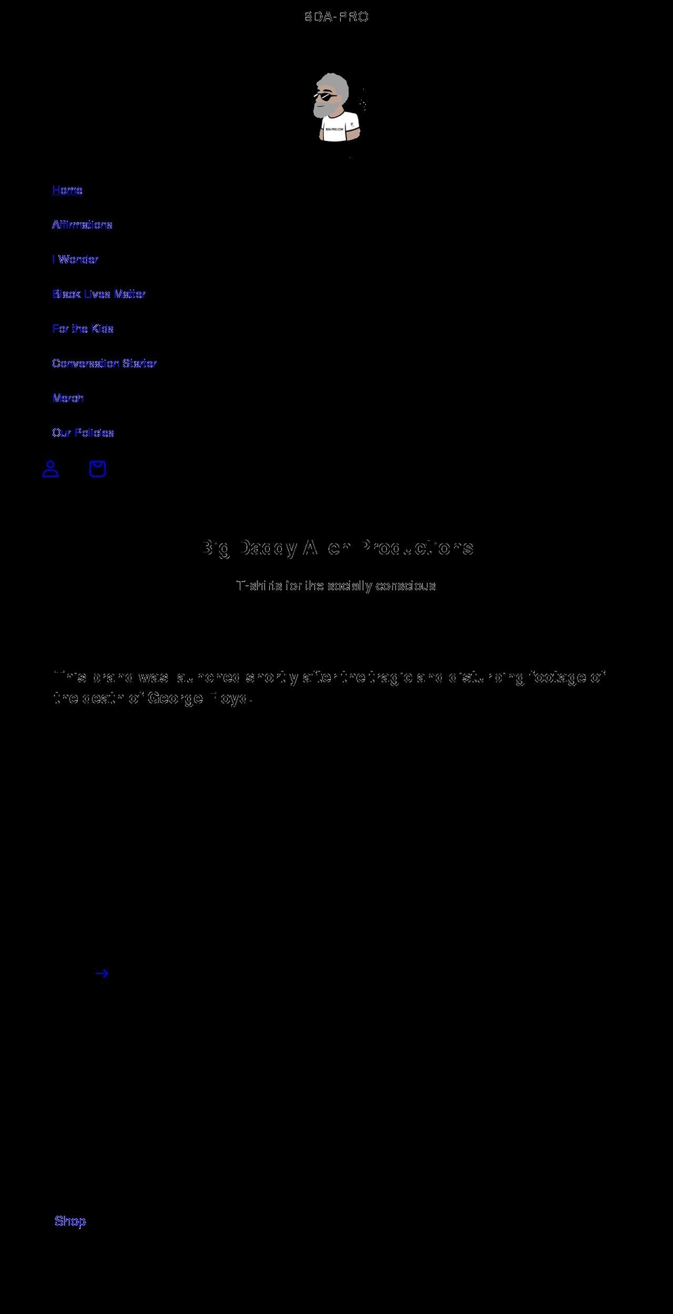 bigdaddyallenproductions.com shopify website screenshot