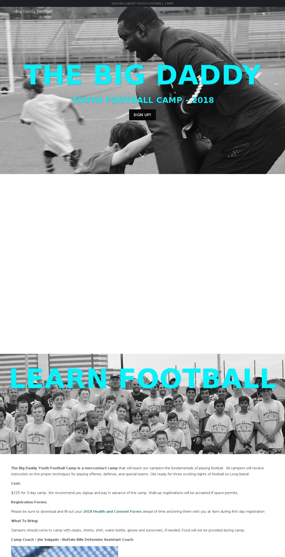 bigdaddyfootball.com shopify website screenshot