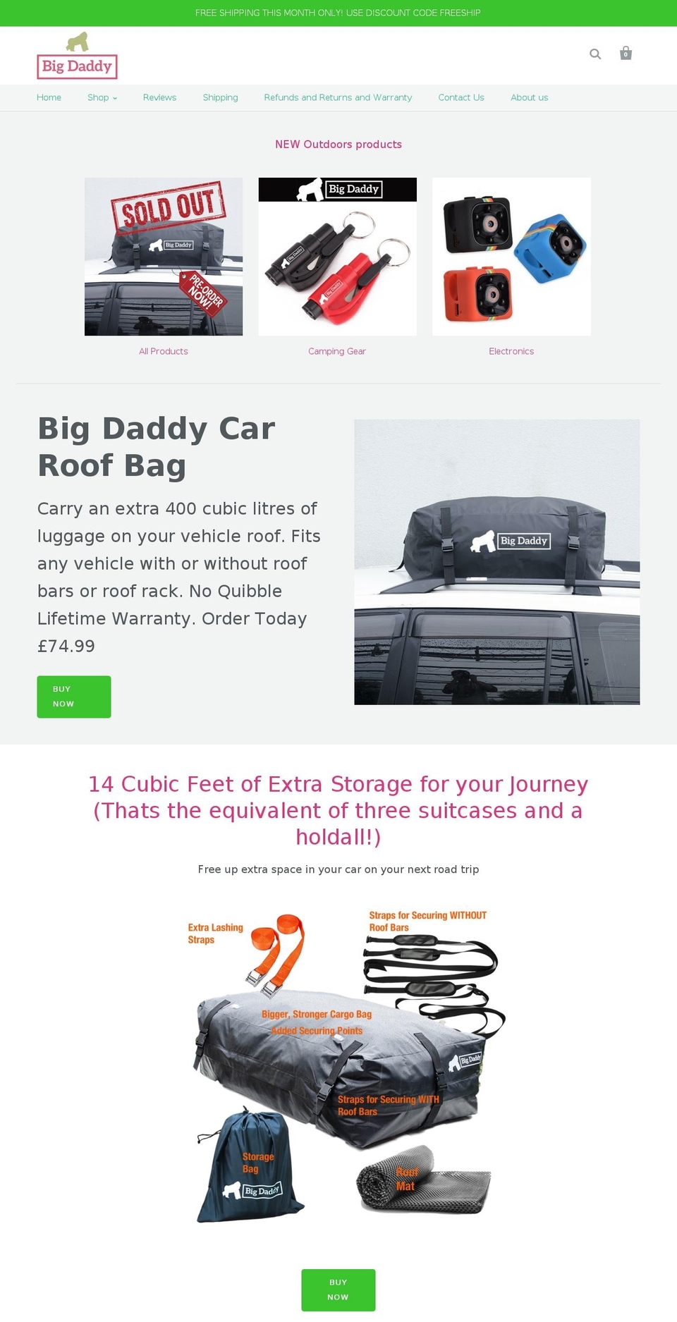 bigdaddyoutdoors.com — Shopify storefront screenshot