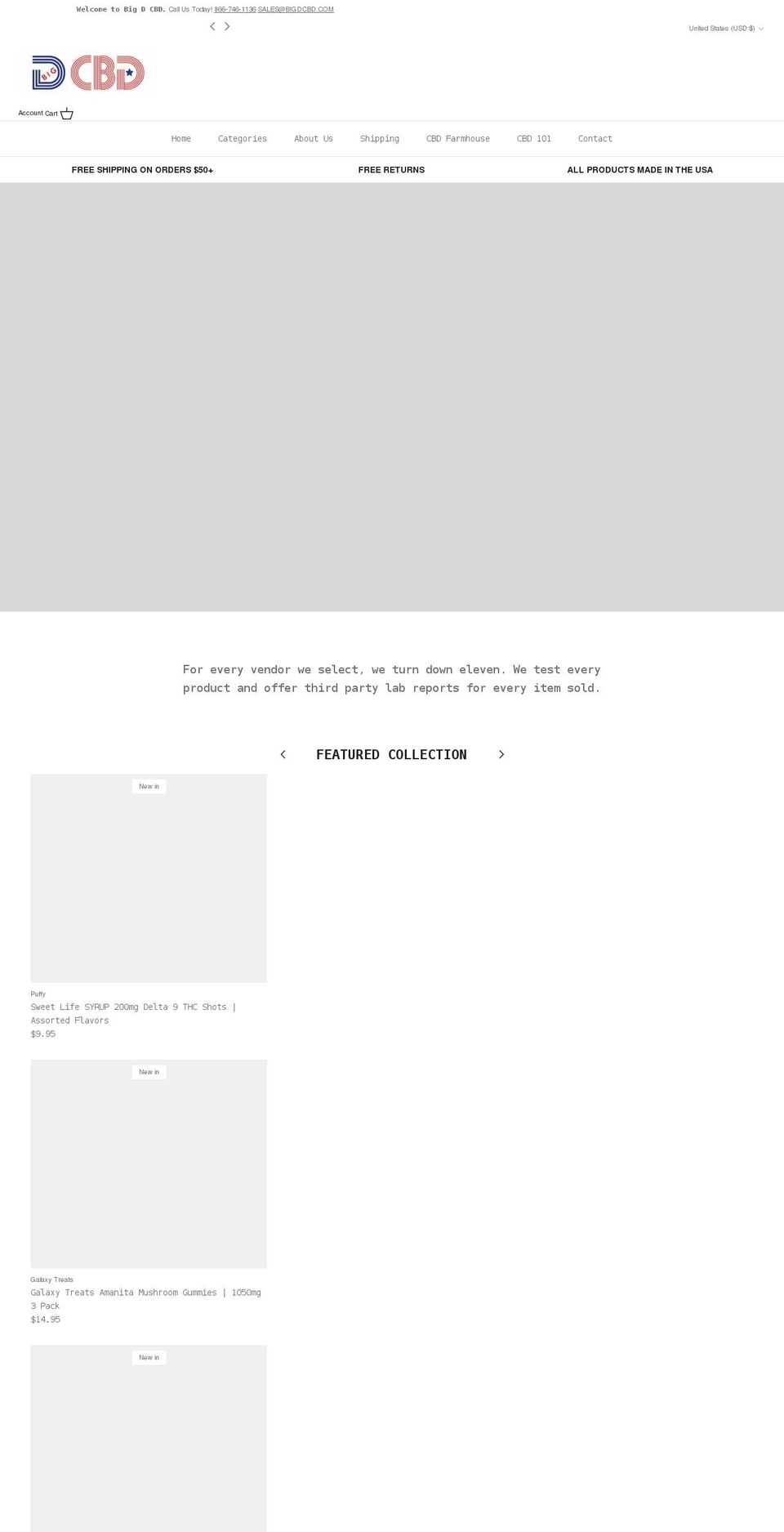 bigdcbd.com shopify website screenshot