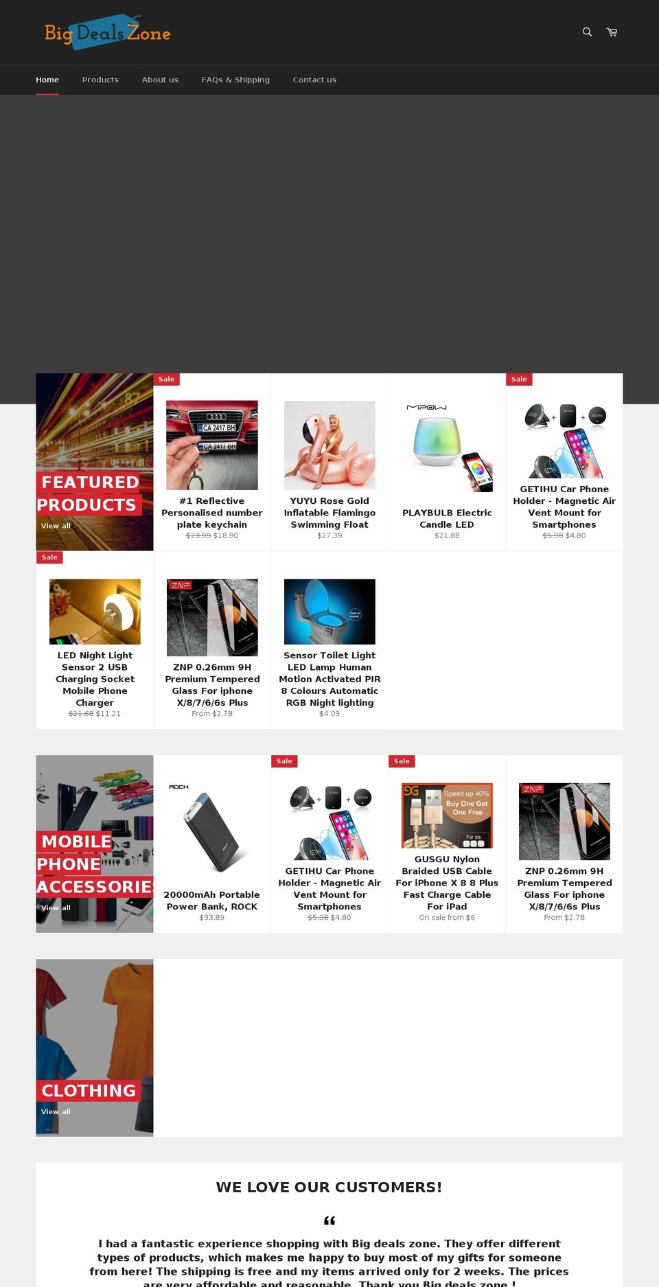 bigdealszone.com — Shopify storefront screenshot