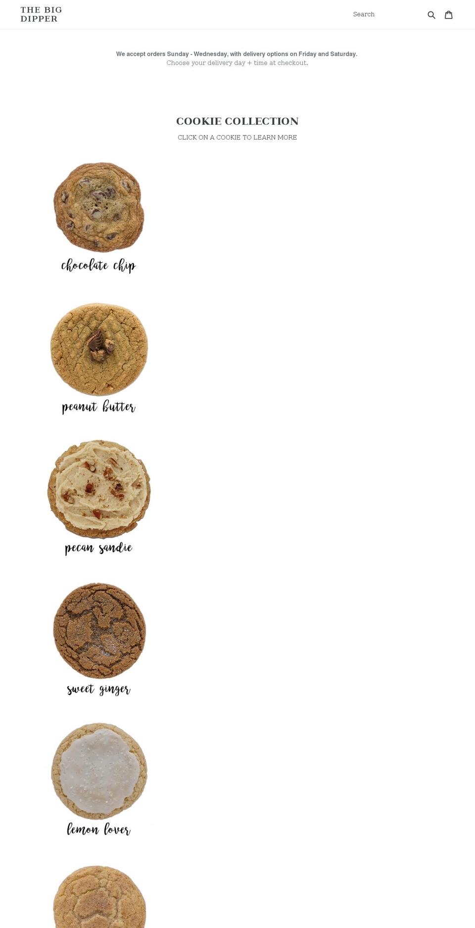 bigdippercookieco.com shopify website screenshot