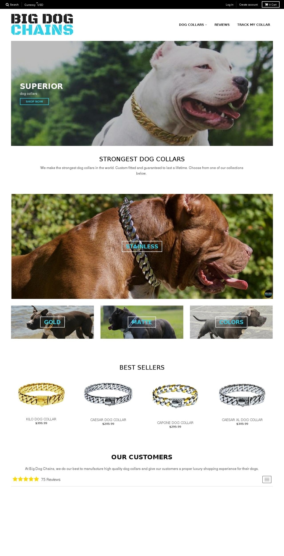 BIG DOG CHAINS - FEB 17 Shopify theme site example bigdoggold.com