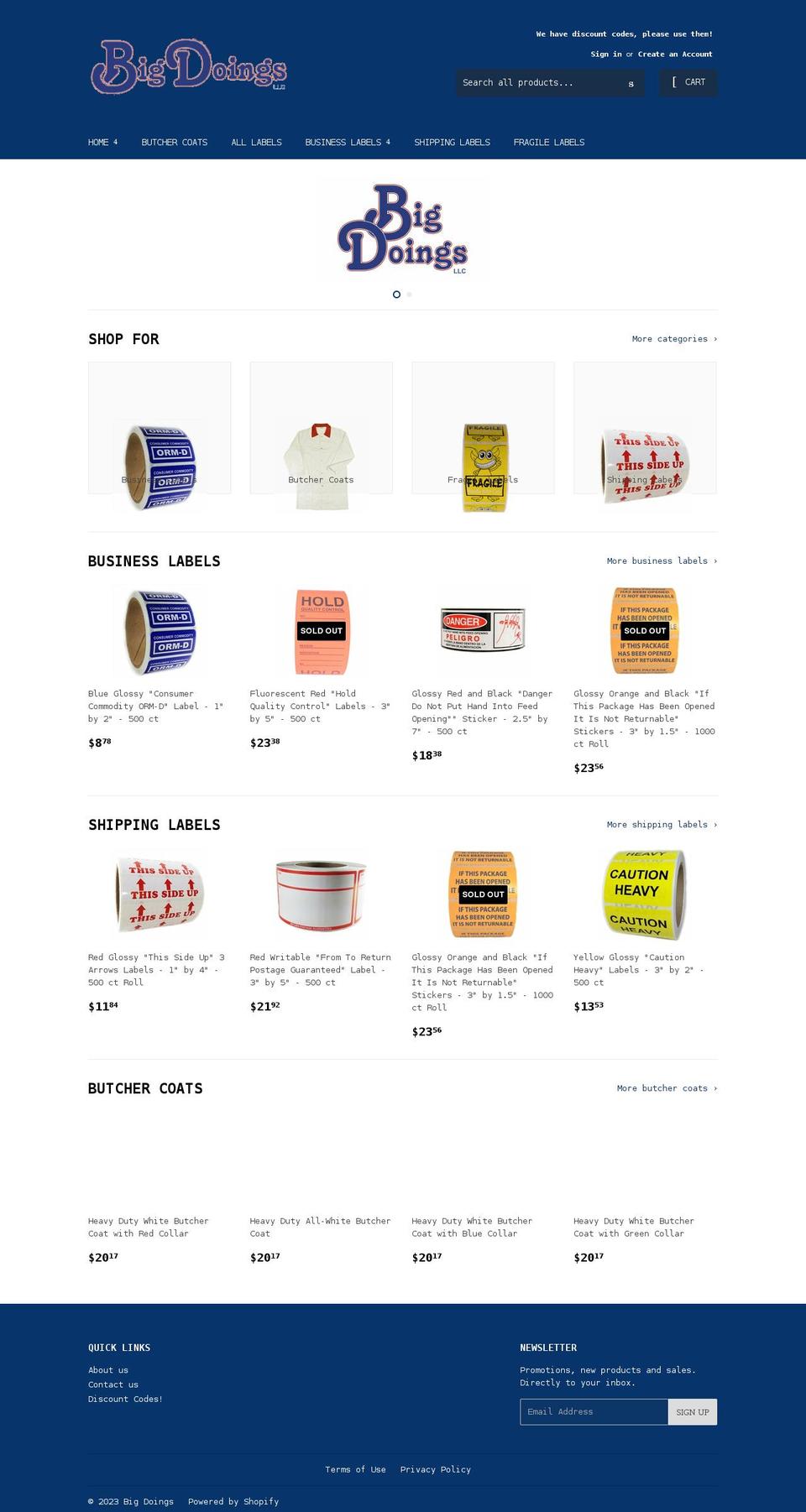 bigdoings.com shopify website screenshot