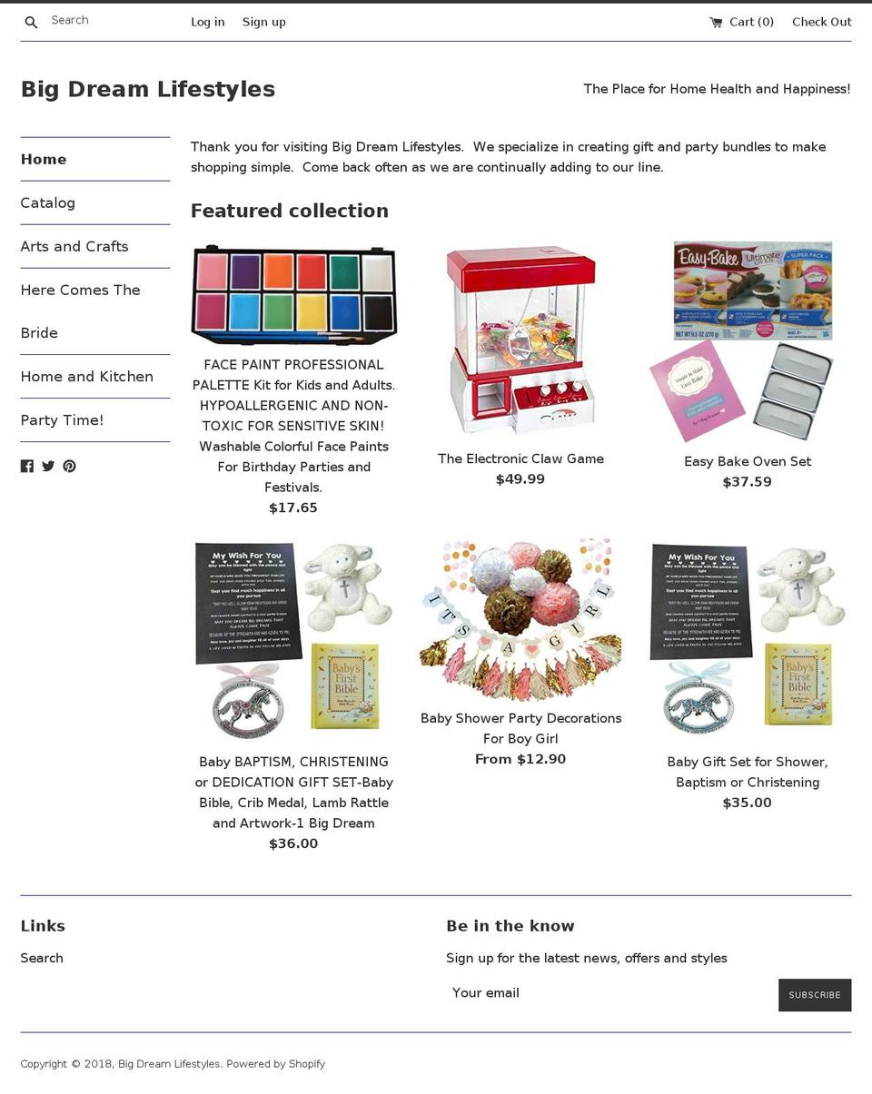 bigdreamlifestyles.com — Shopify storefront screenshot