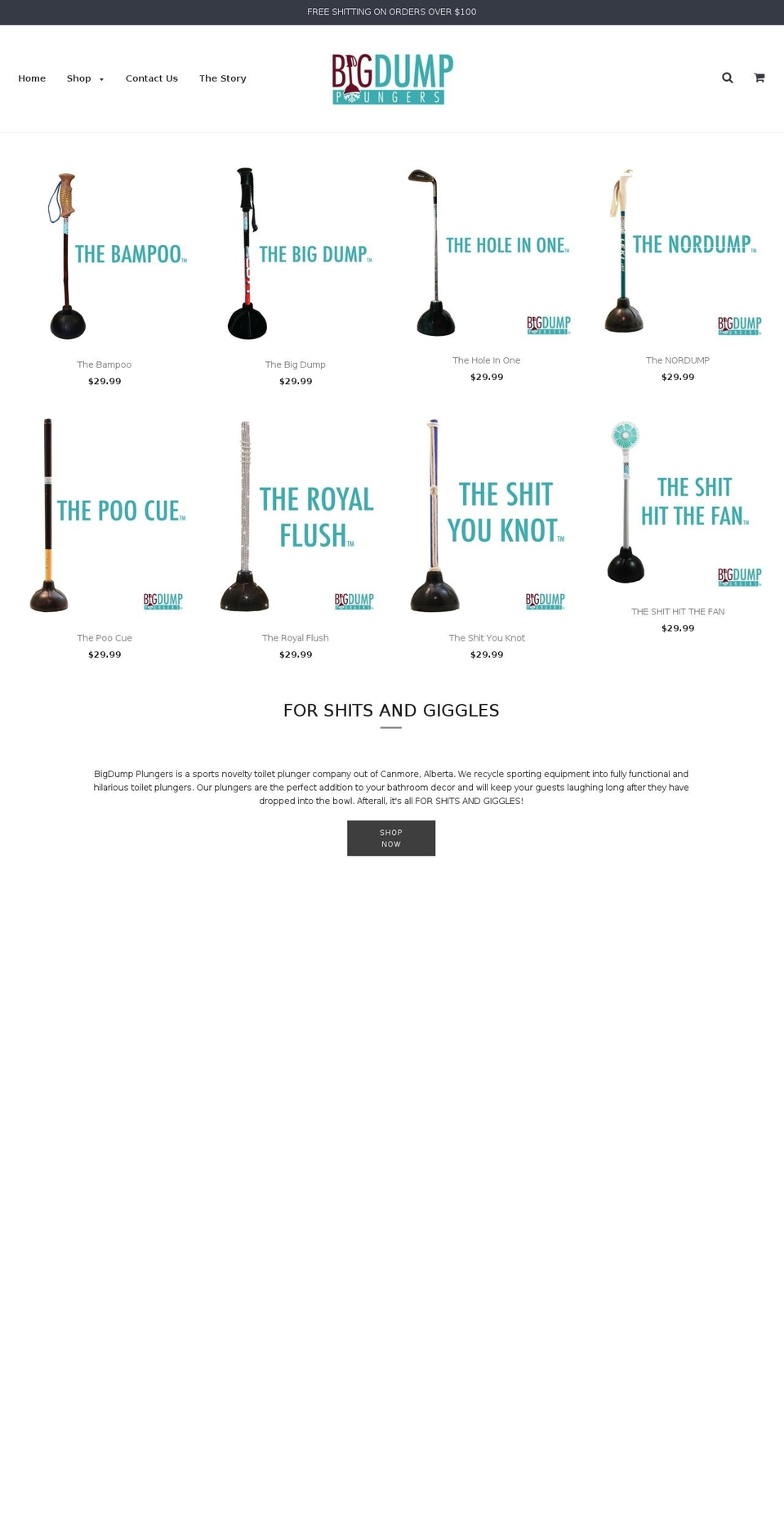 bigdumpsplunger.com — Shopify storefront screenshot