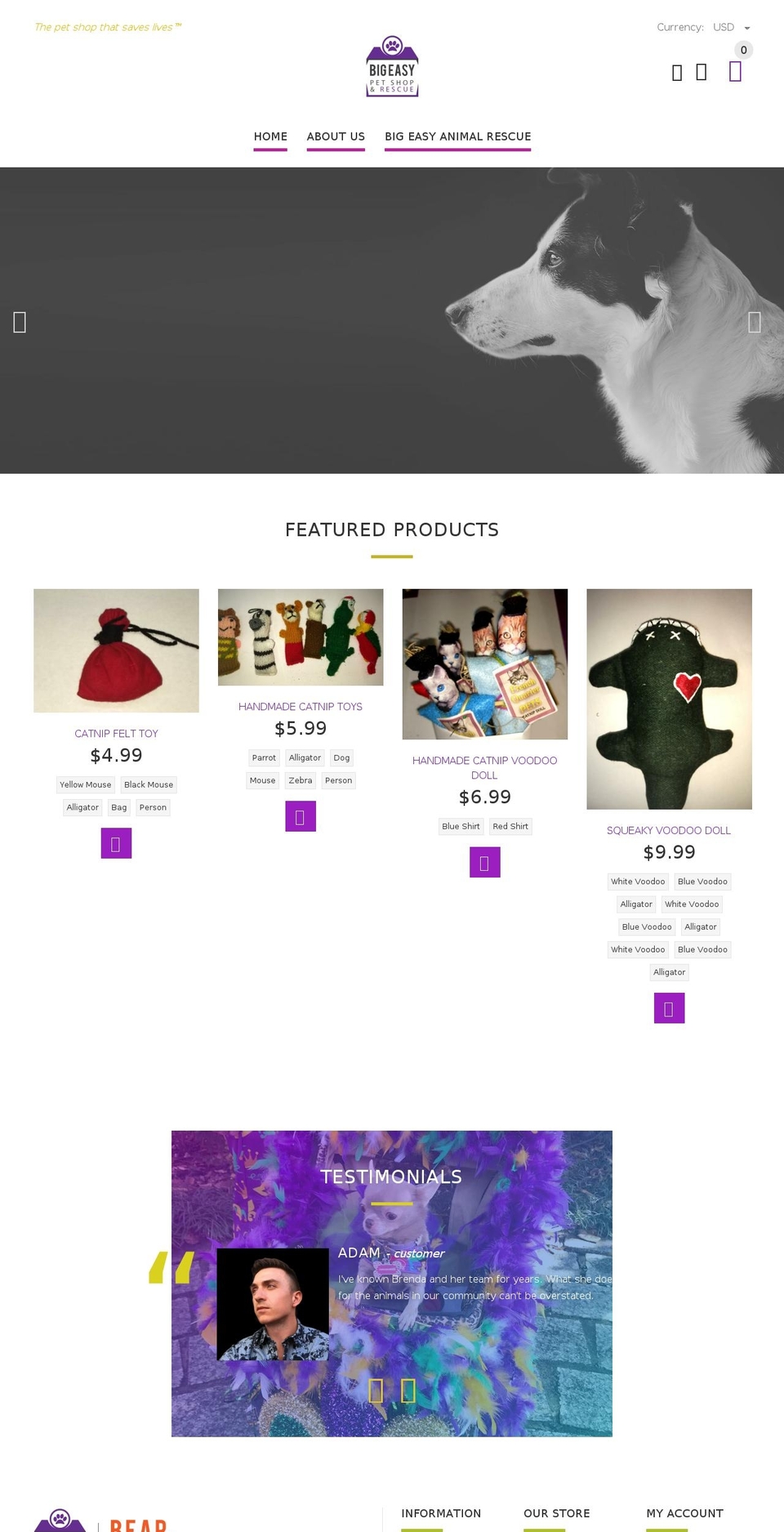 yourstore-v2-1-3 Shopify theme site example bigeasypetshop.com