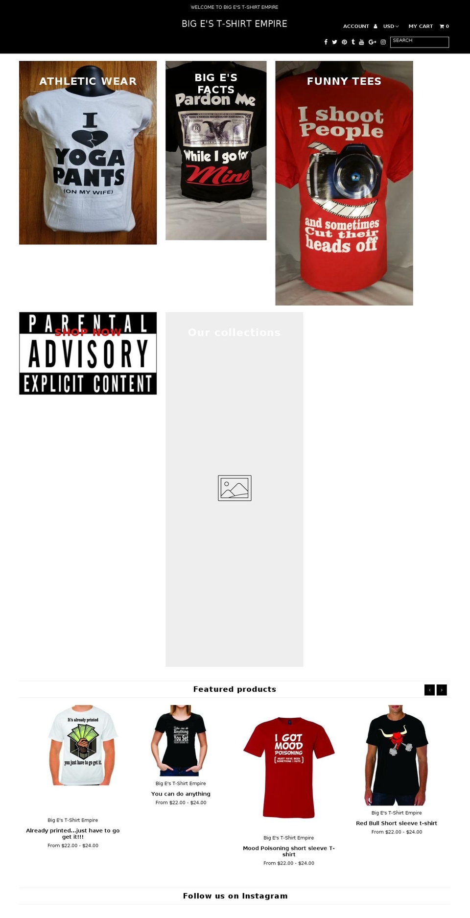bigestshirtempire.com — Shopify storefront screenshot