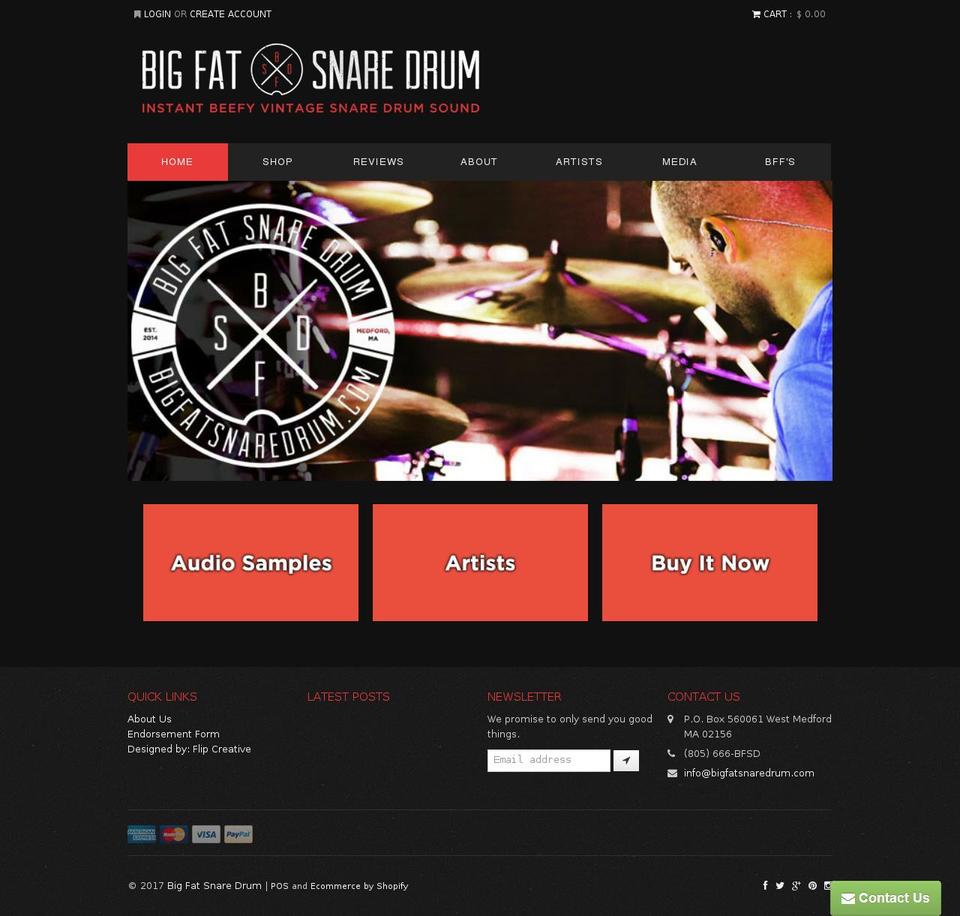 humbleshop Shopify theme site example bigfatsnaredrum.com