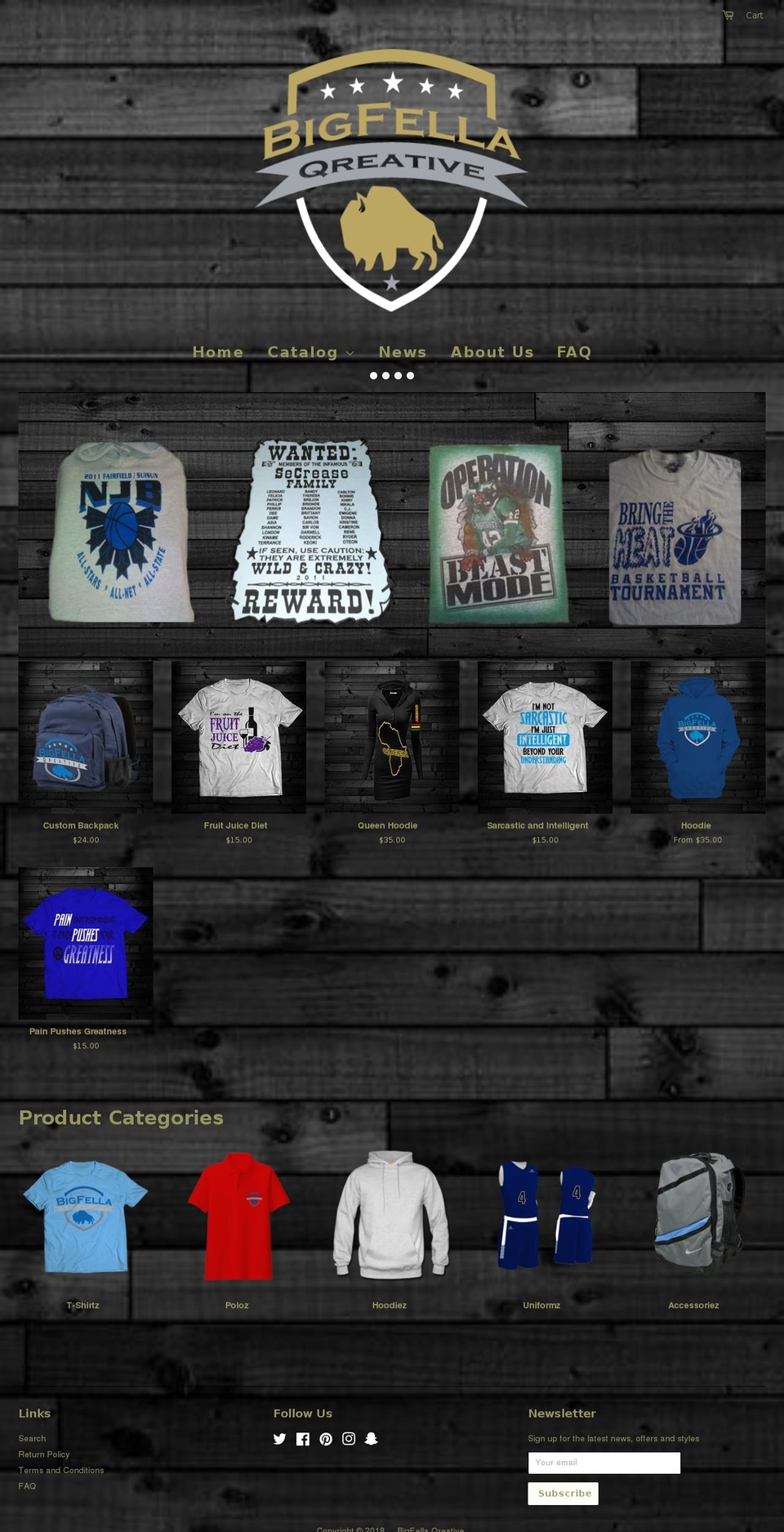 bigfellaq.com — Shopify storefront screenshot
